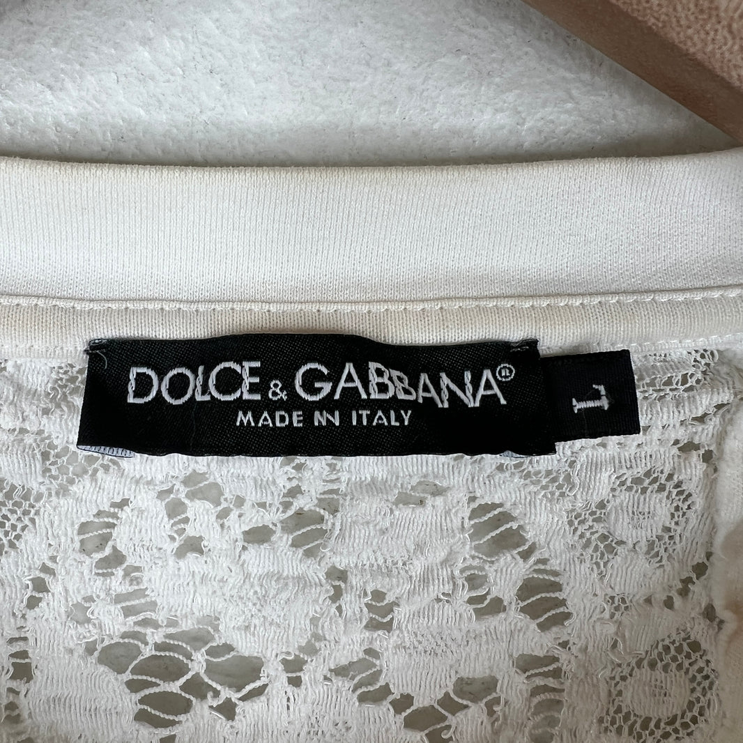 Dolce & Gabanna Floral Lace Hybrid T-Shirt