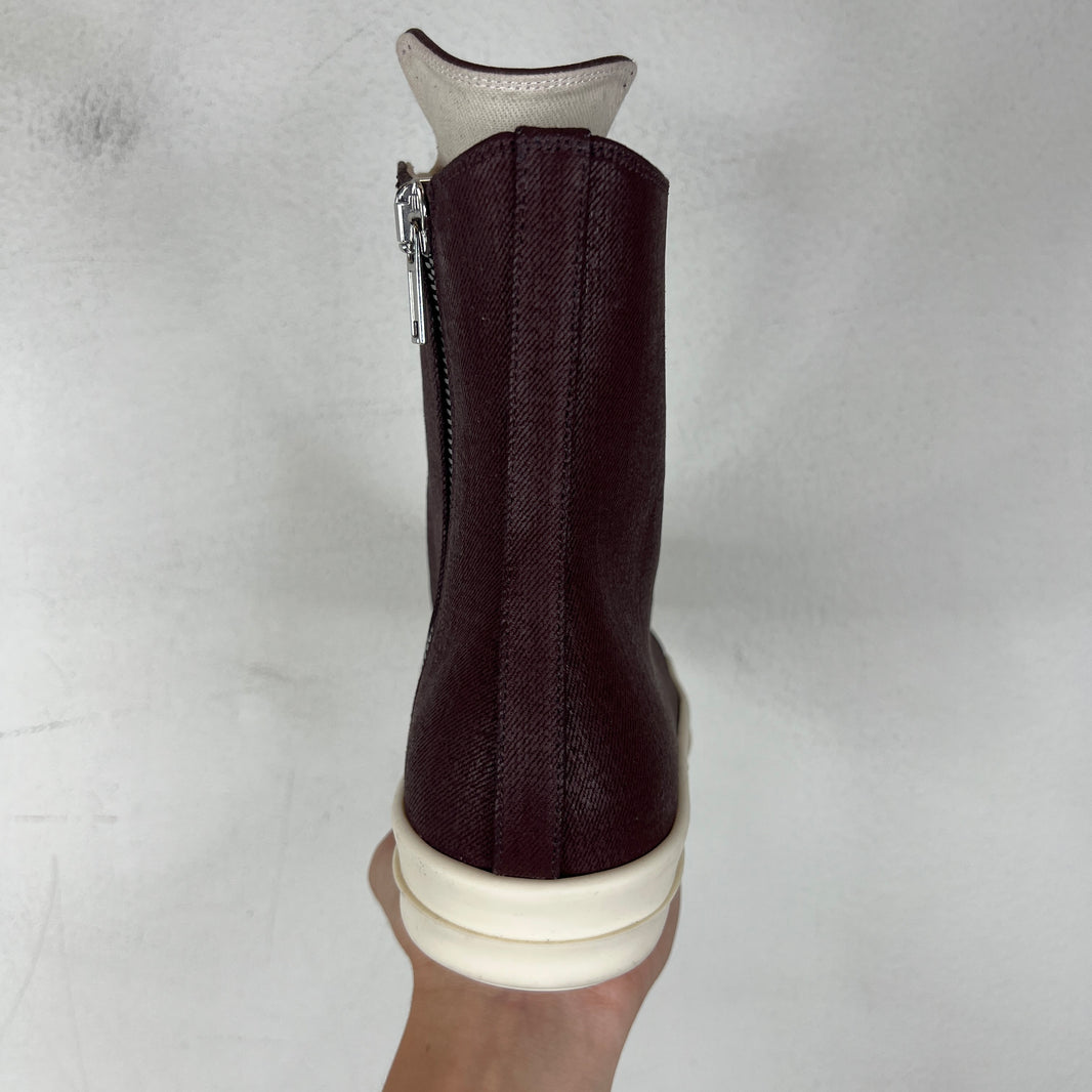 DRKSHDW Burgundy Waxed Ramone High Sneakers