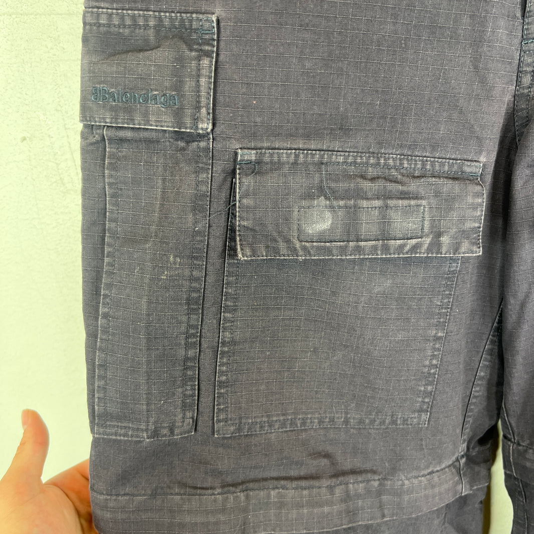Balenciaga Navy Ripstop Convertible Cargo Trousers