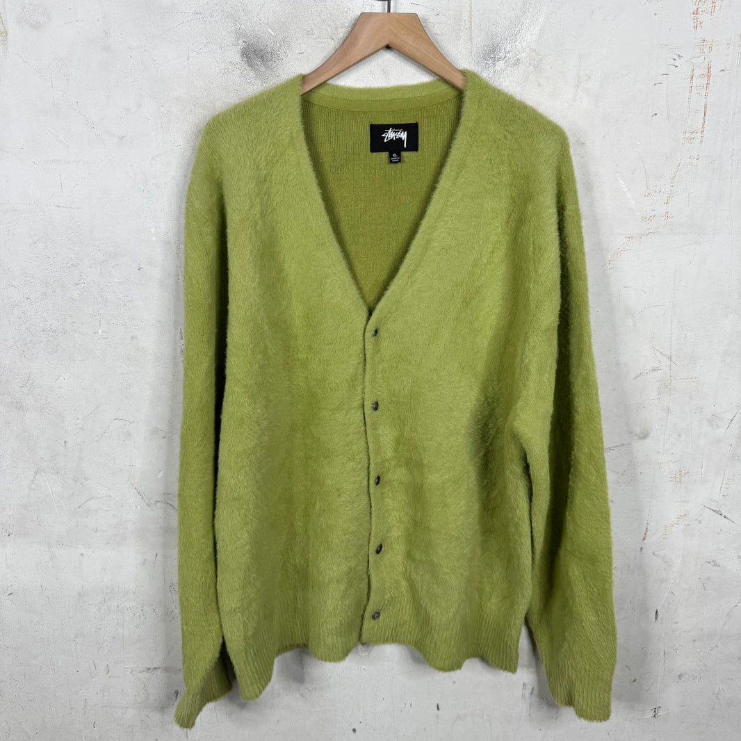 Stussy Green Shaggy Cardigan