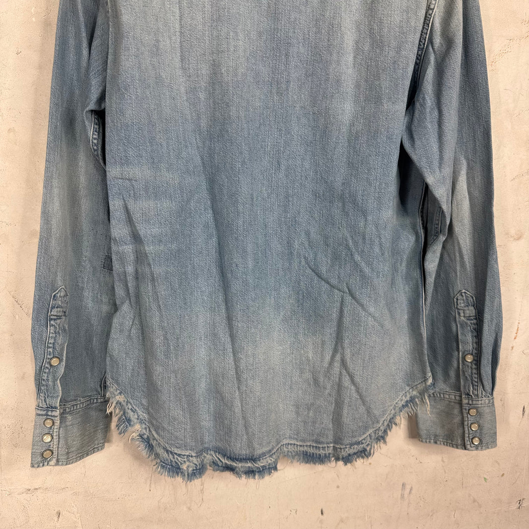 Ralph Lauren Lightwash Distressed Western Denim Shirt
