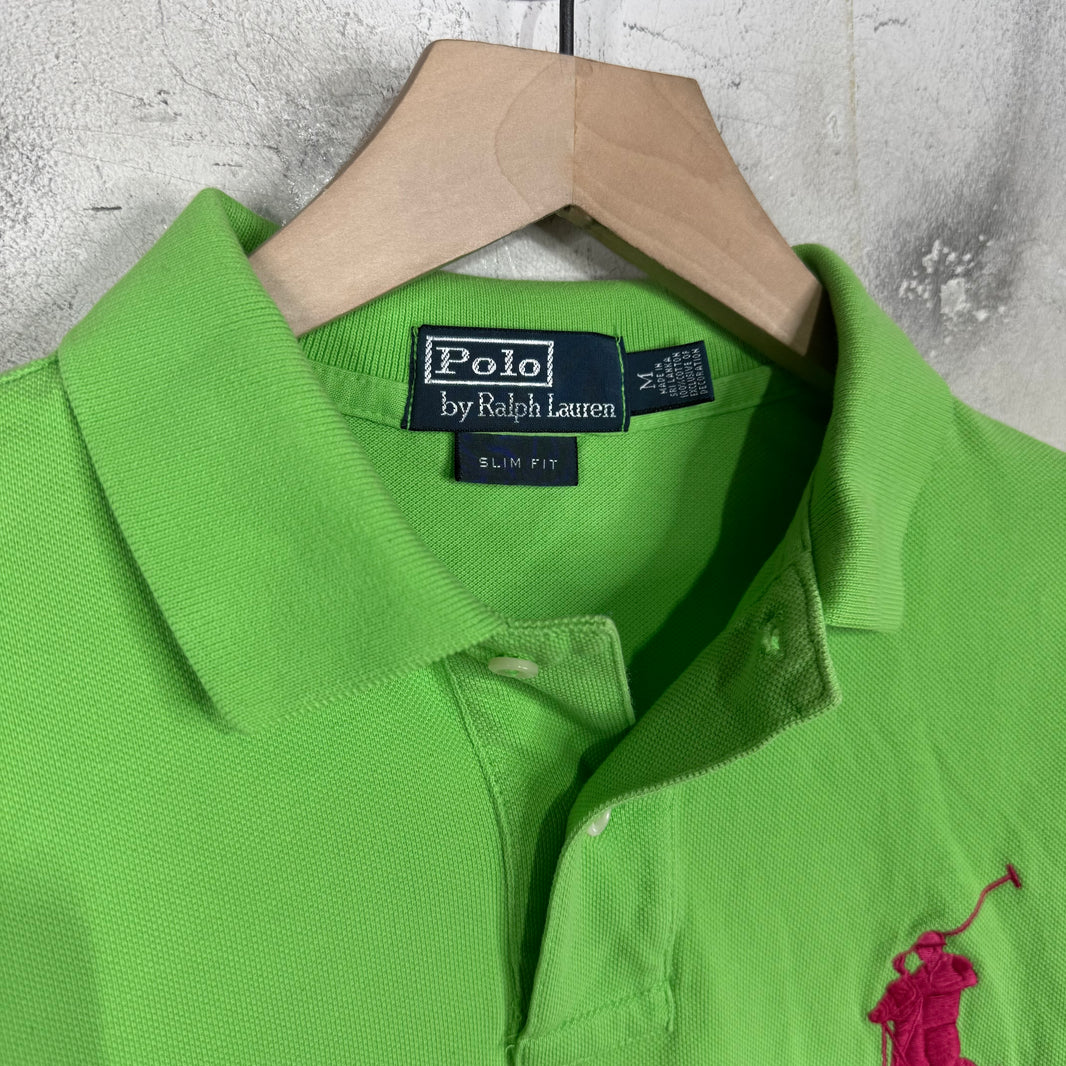 Ralph Lauren Green Pink Neon Big Pony Polo
