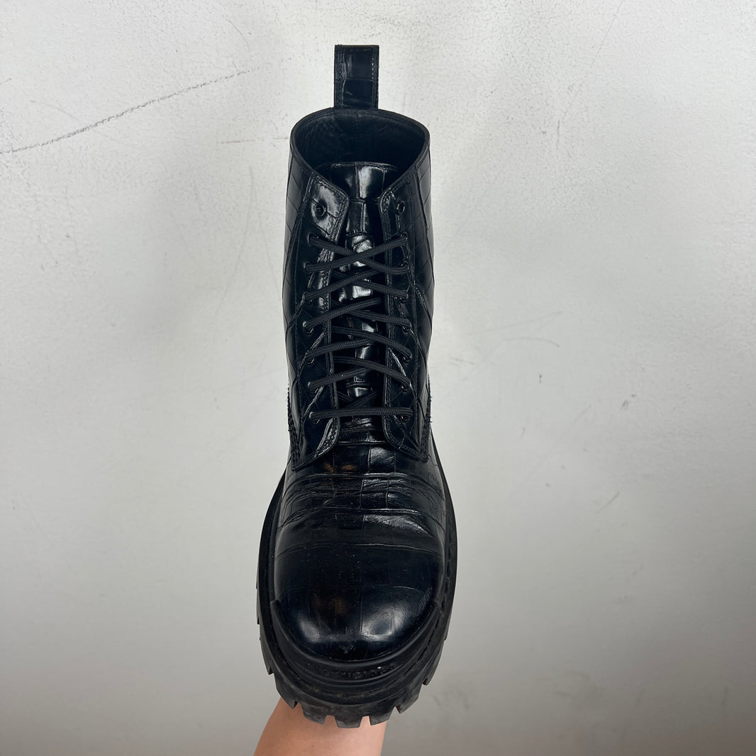 Balenciaga Croc Leather Strike Boots