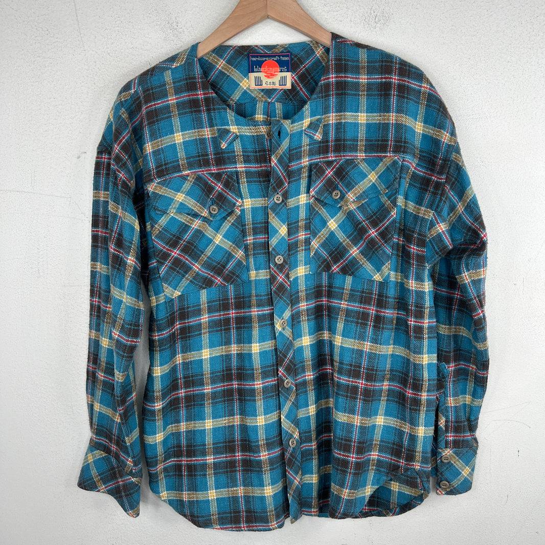 Blackmeans Teal Mandarin Collar Flannel