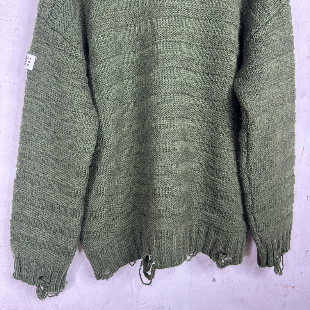 Margiela MM6 Green Frayed Cardigan