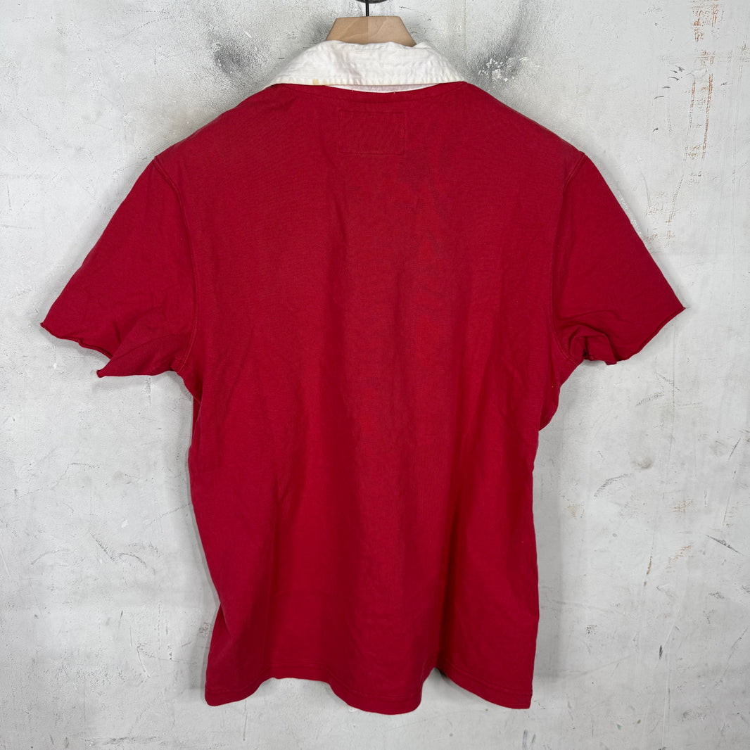 Ralph Lauren Red Rugby White V Crest Patch Polo