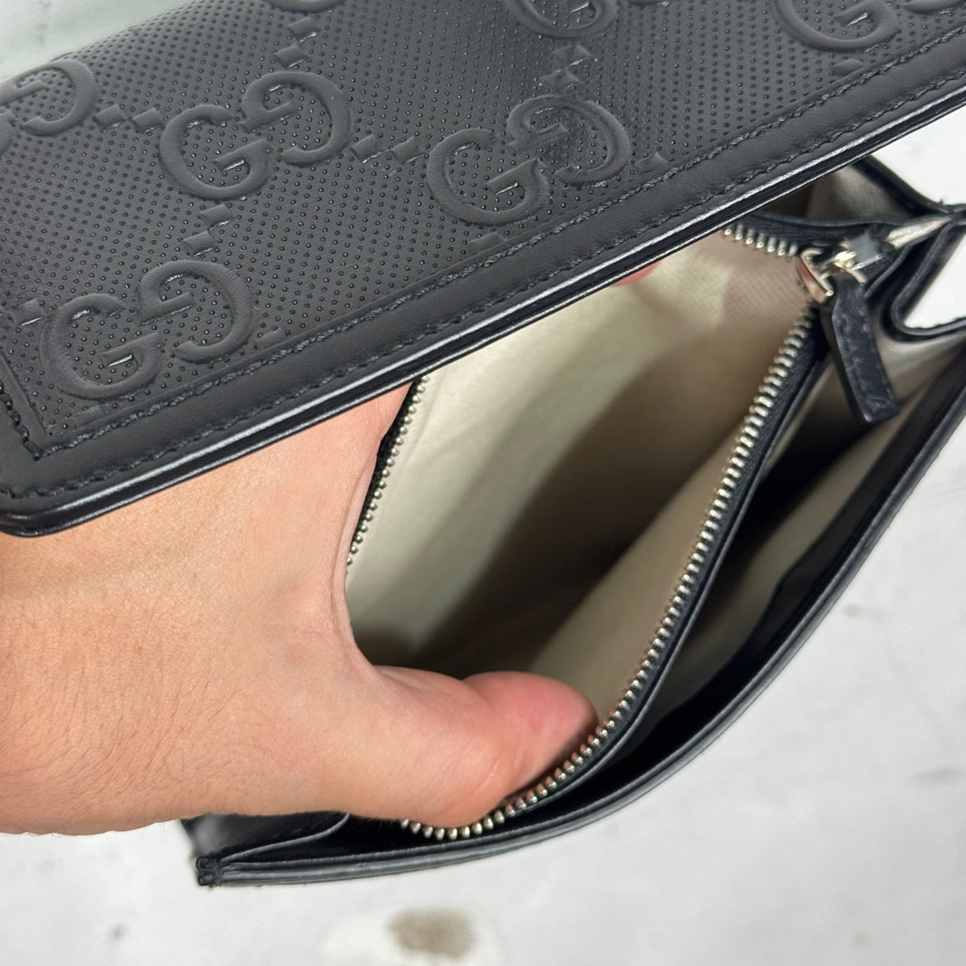Gucci Flap Embossed Monogram Crossbody