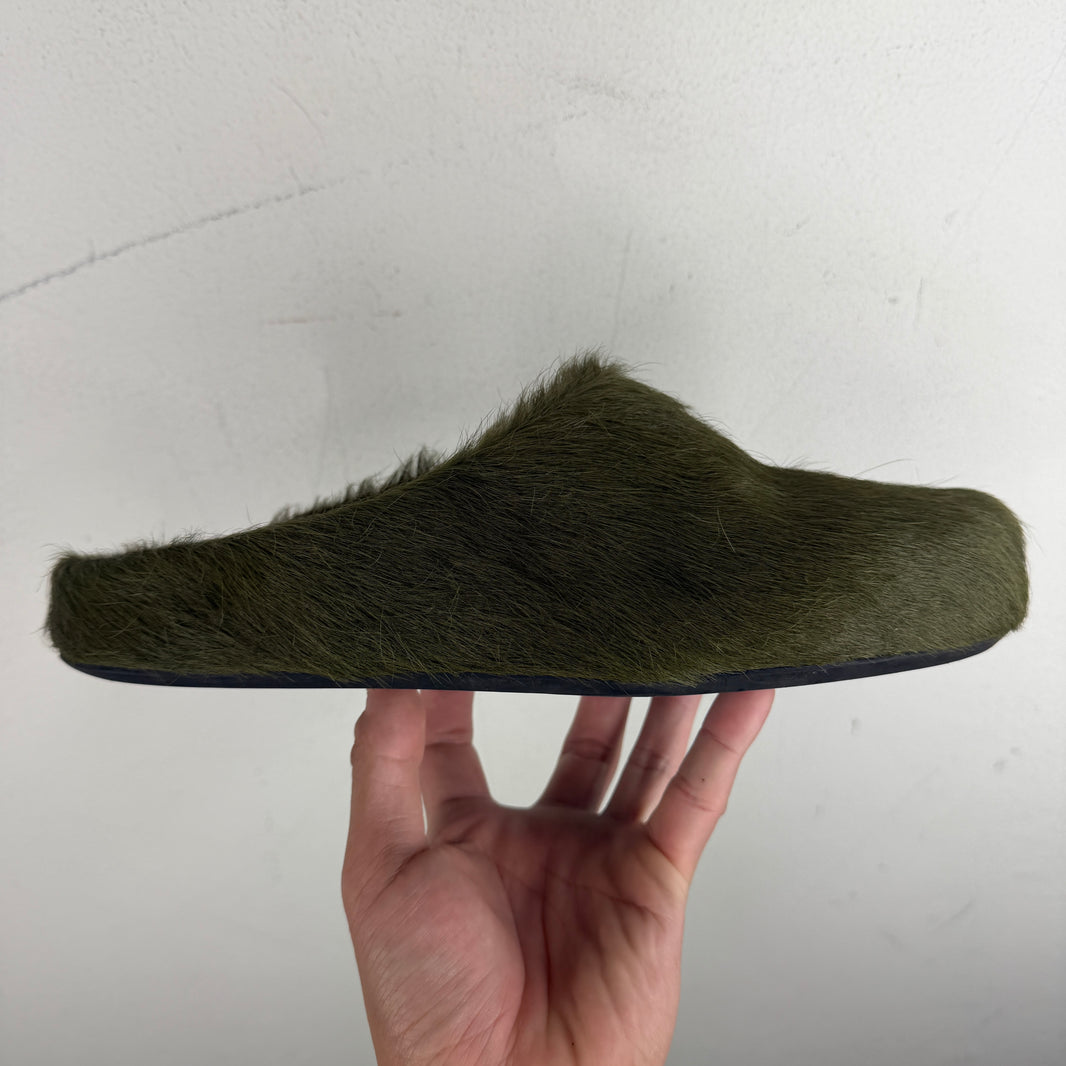 Marni Green Fuzzbit Mules