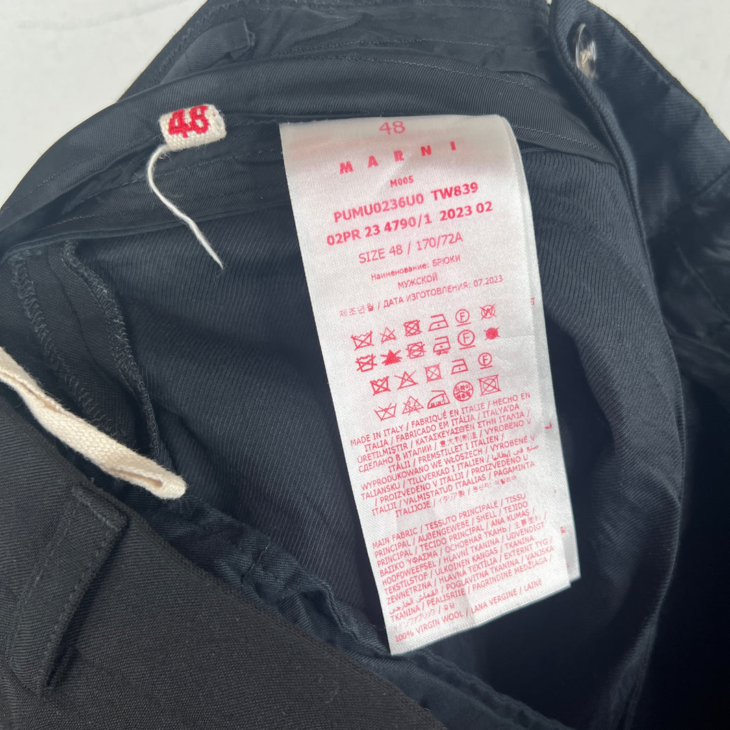 Marni Black Wool Tapered Trousers