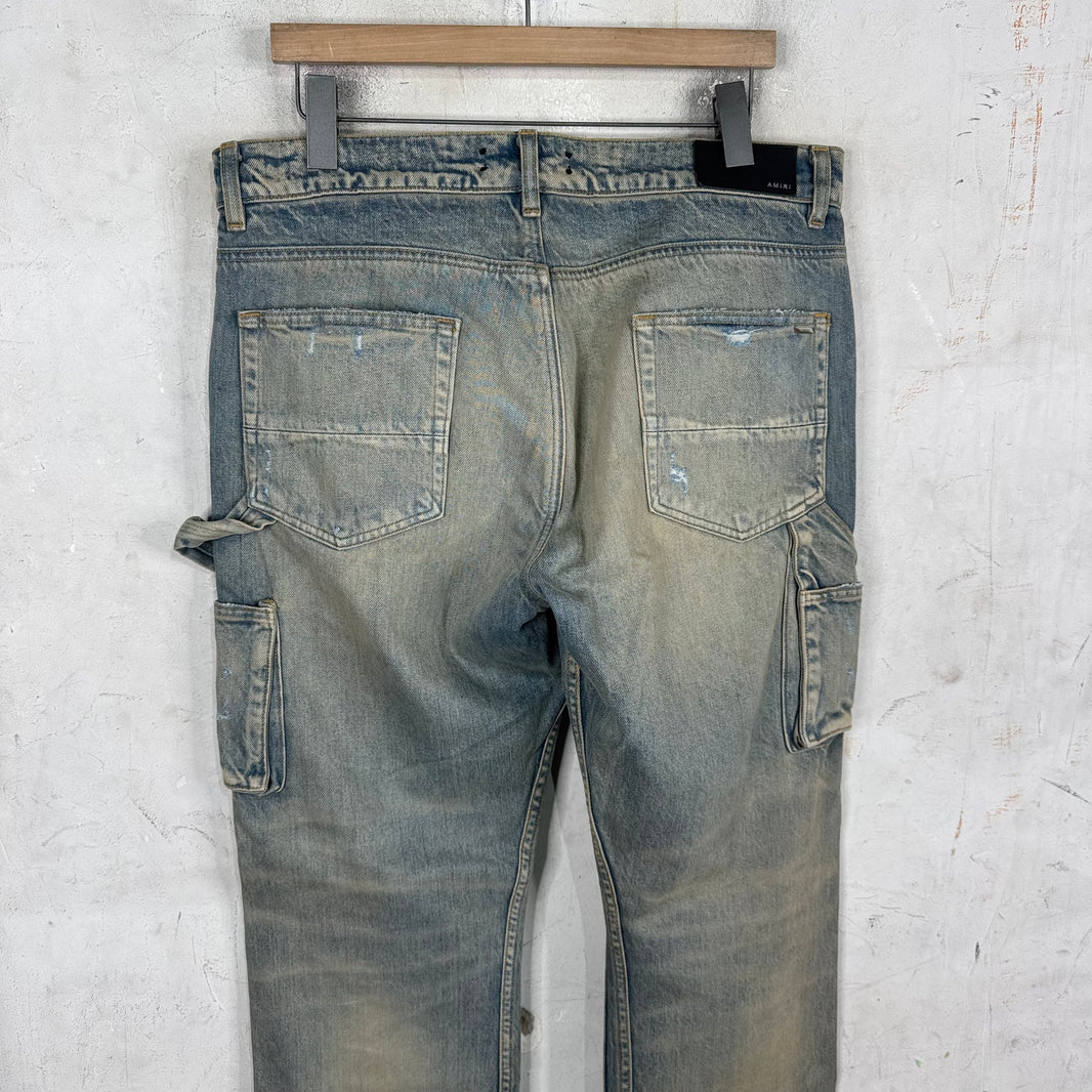 Amiri Lightwash Patched Carpenter Jeans