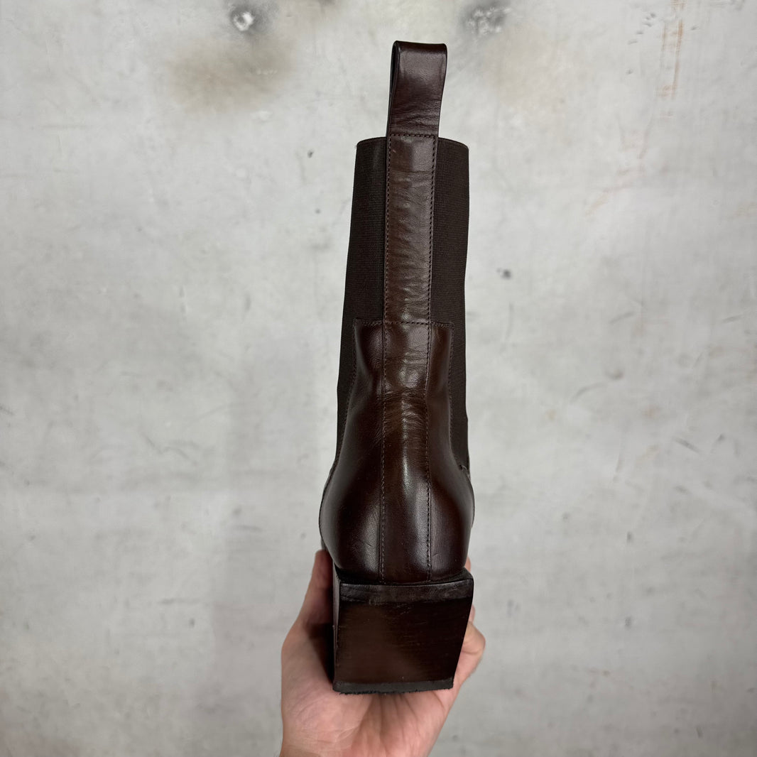 Rick Owens Square Toe Heeled Chelsea Boot
