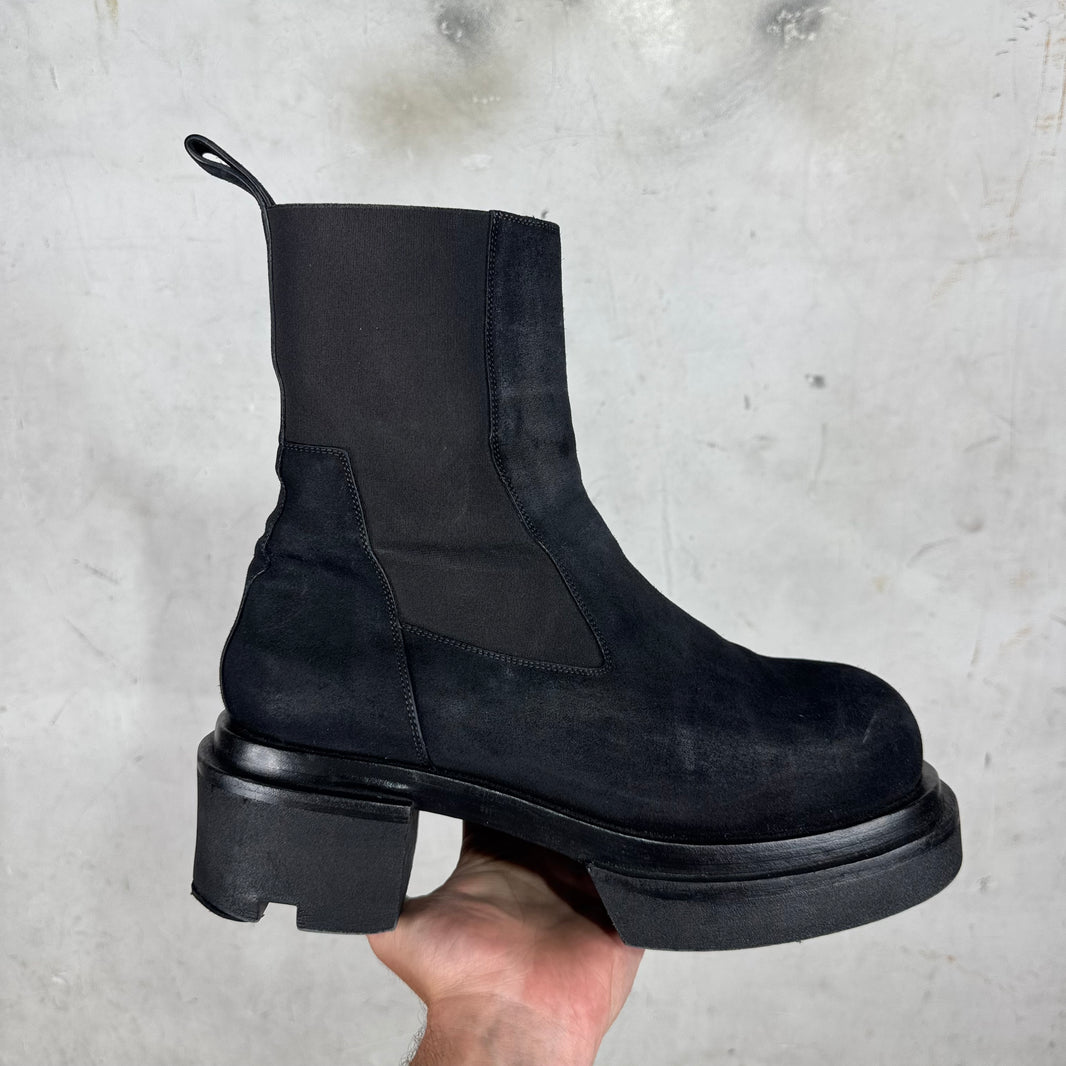 Rick Owens Black Suede Bogun Boots