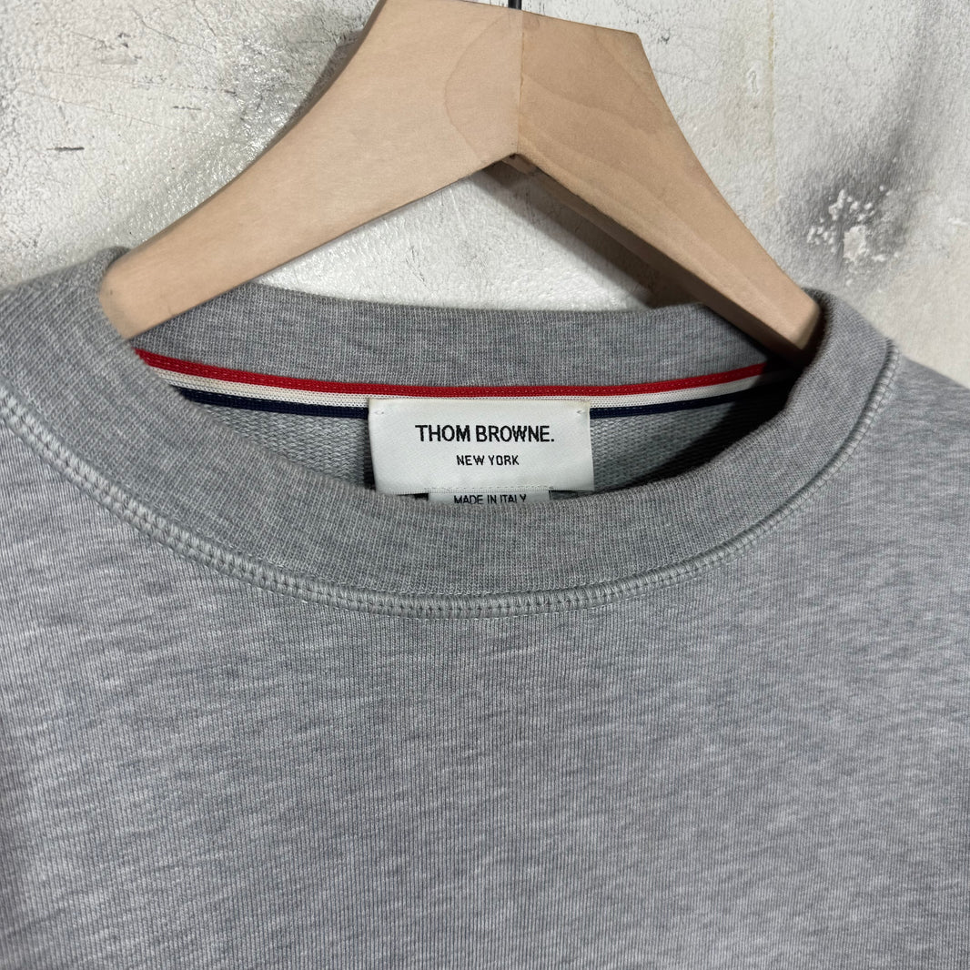 Thom Browne Grey Badged Crewneck