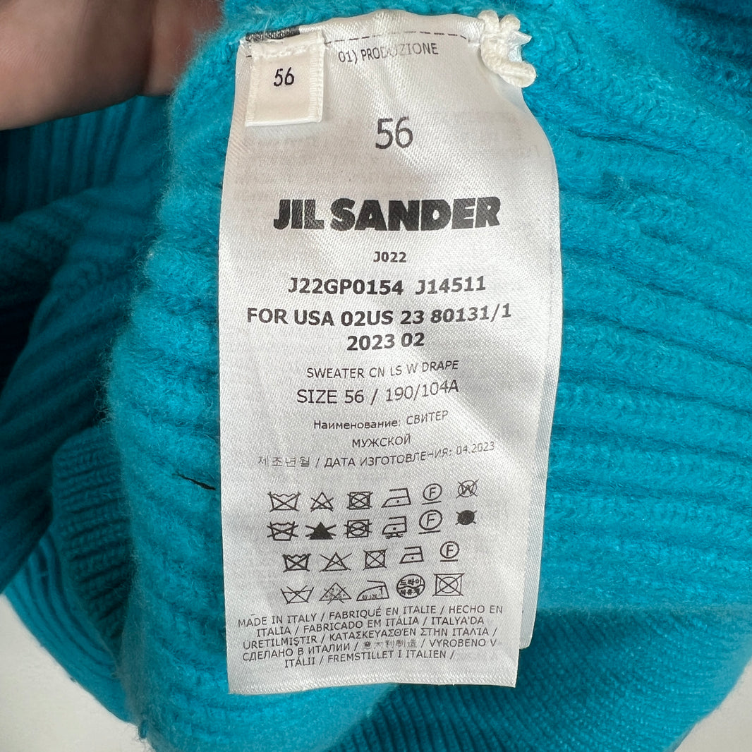 Jil Sander Blue Asymmetric Knit Sweater