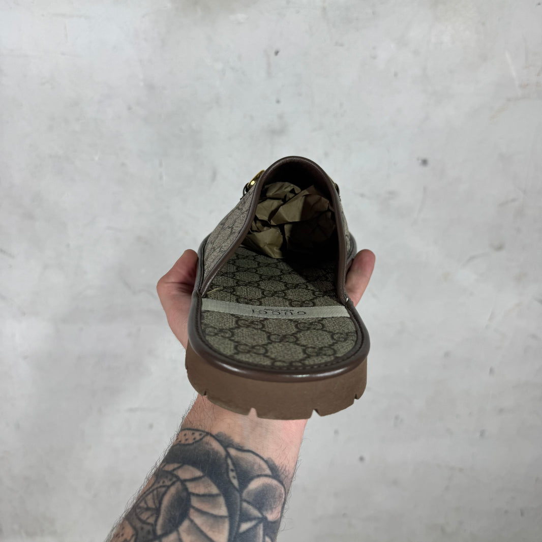 Gucci Monogram Horsebit Slides