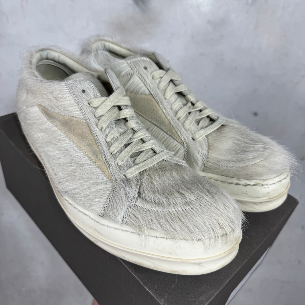 Rick Owens Cream Ponyhair Low Vans