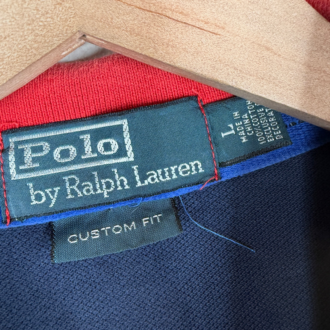 Polo Ralph Lauren Navy/Red Club Snap Button Polo T-Shirt