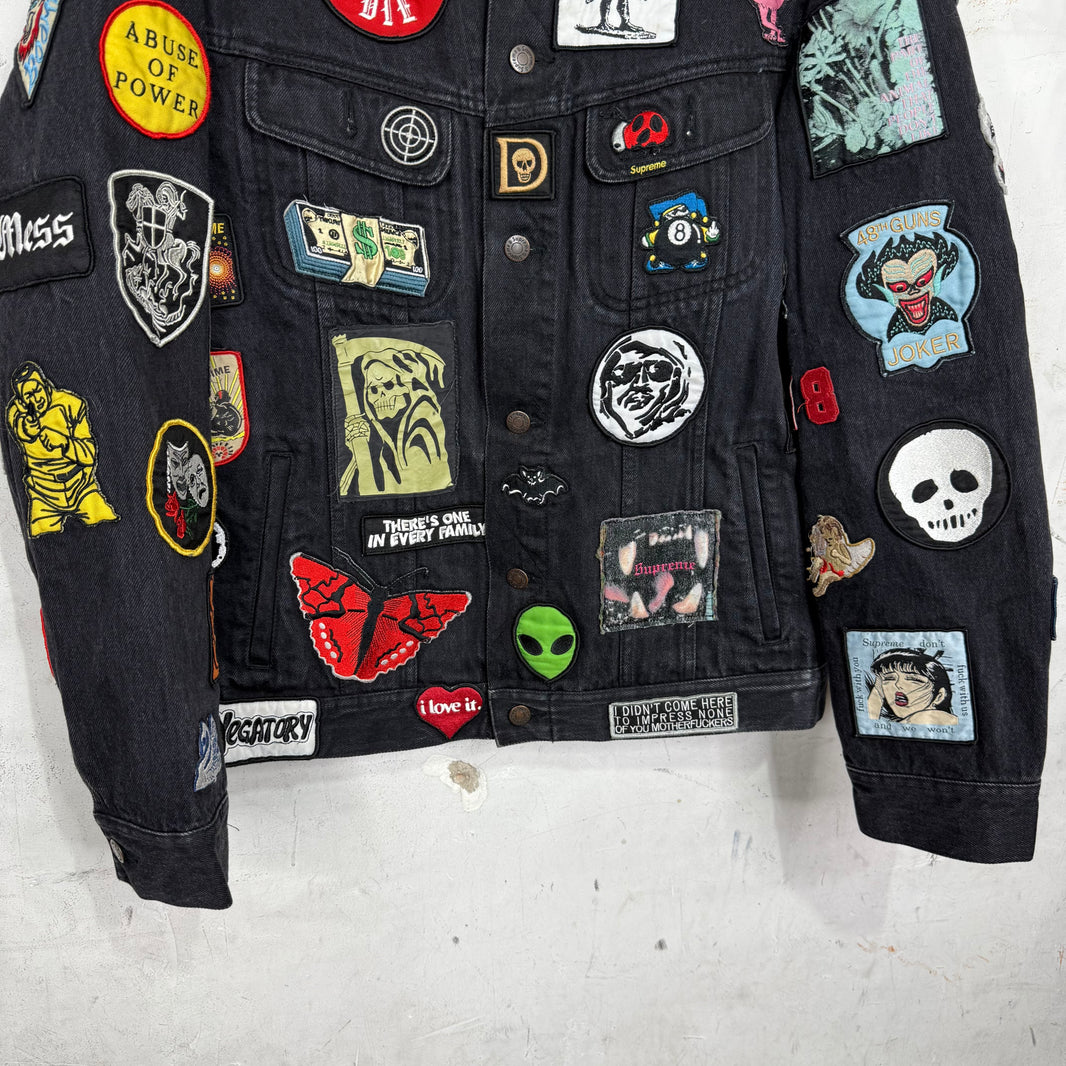 Supreme Patches Denim Trucker Jacket Black