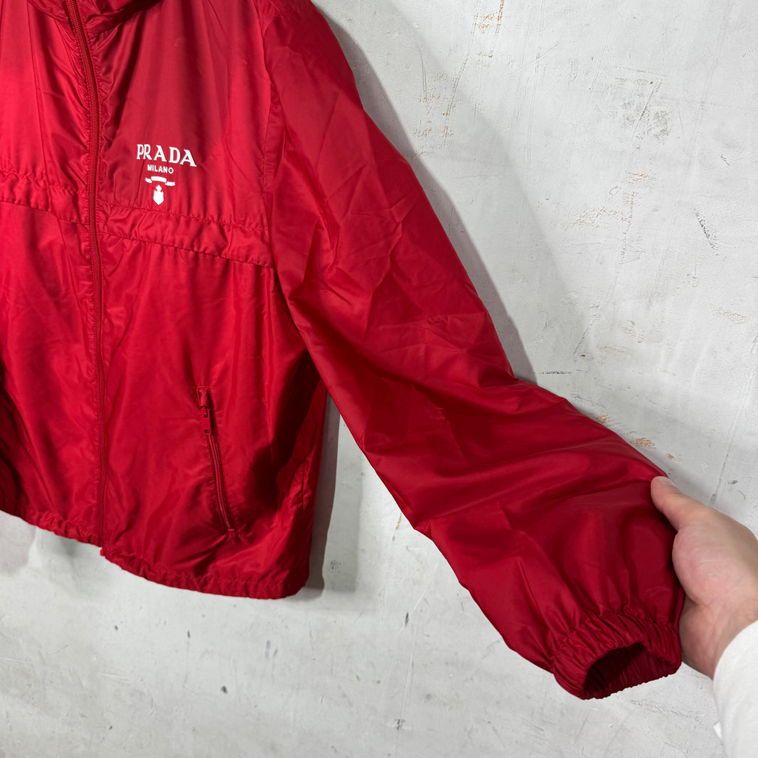 Prada Red Crest Logo Windbreaker