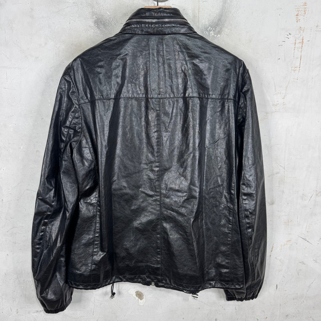 Prada Leather Packable Hooded Jacket