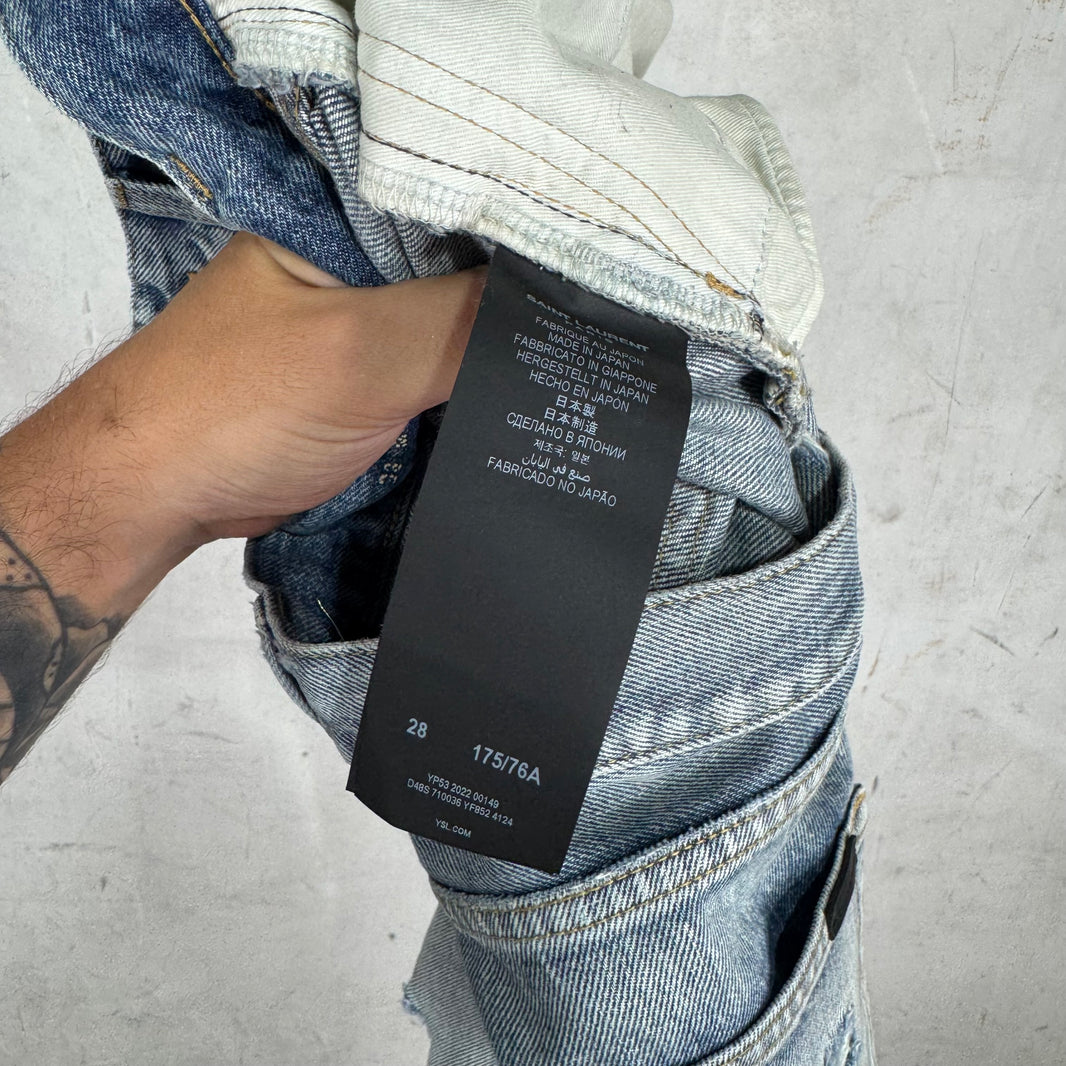 Saint Laurent Lightwash Distressed D8 Jeans