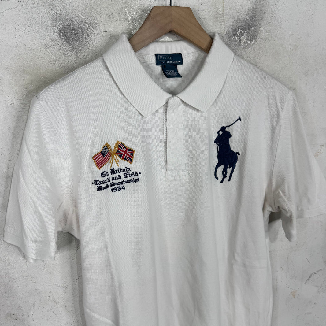 Ralph Lauren White Navy GBR Big Pony Polo