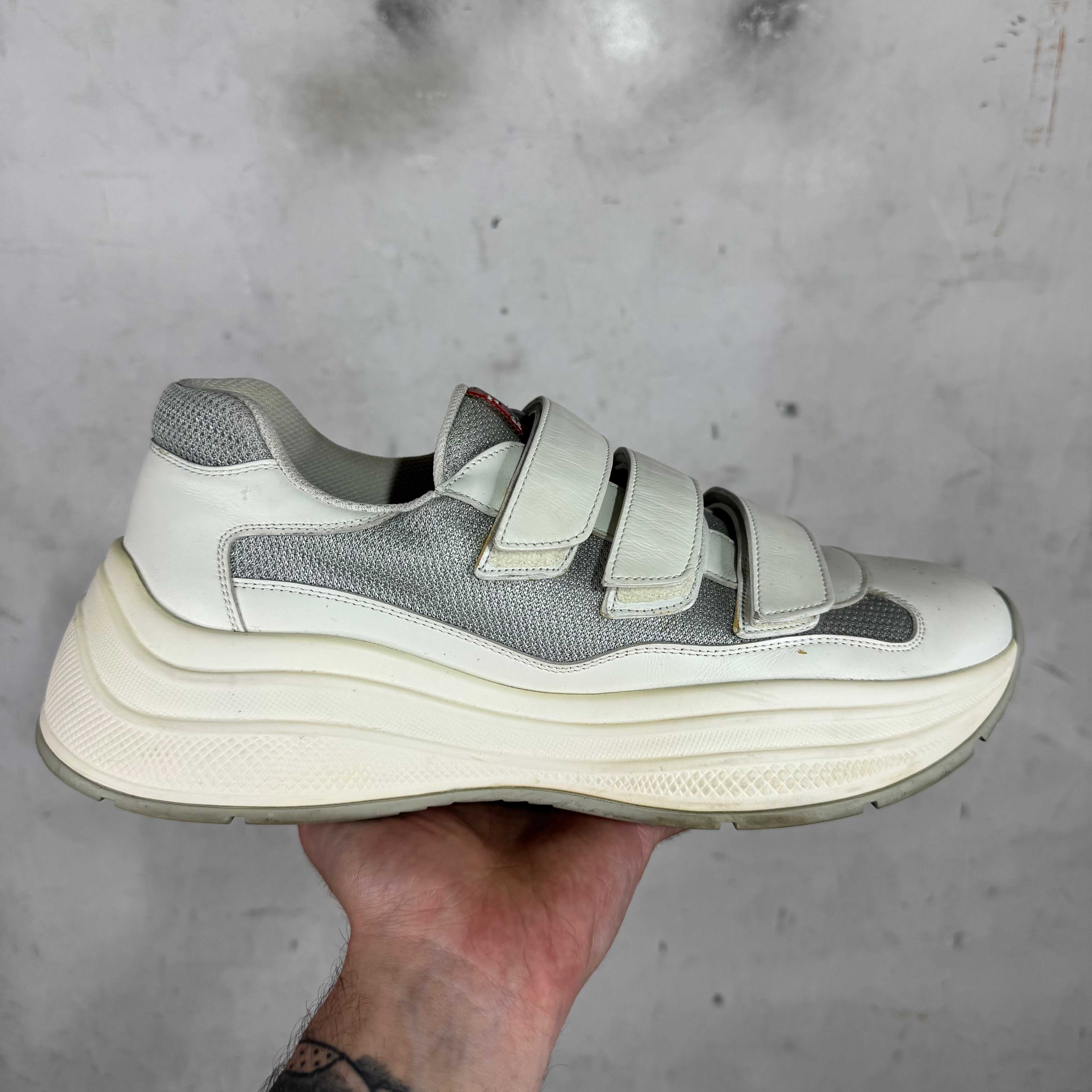 PRADA ホワイト フラットシューズ Prada Platformed White Americas Cup – www.Lukes.store