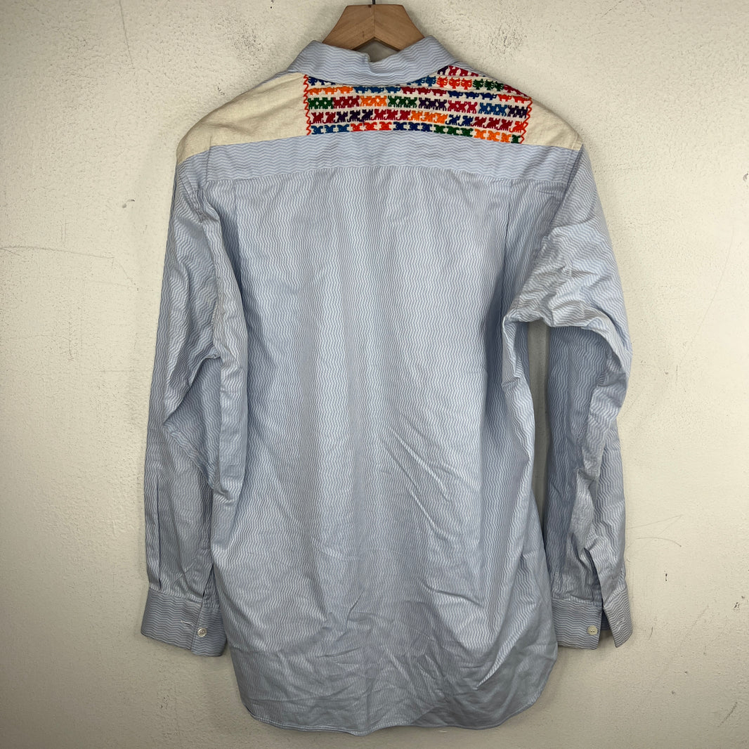 CDG Baby Blue Zigzag Pattern Button Up Shirt