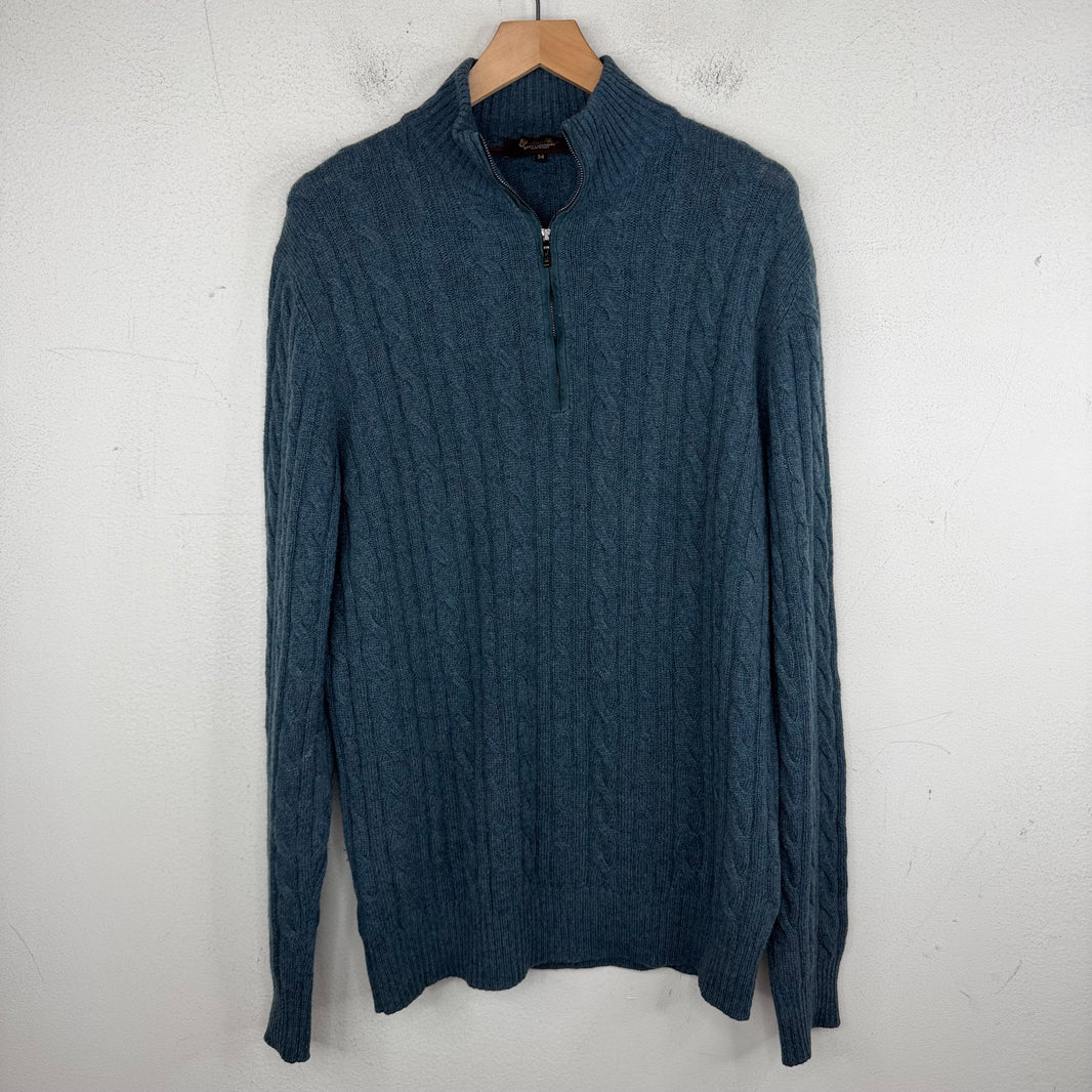 Loro Piana Blue Baby Cashmere Quarter Zip Jacket