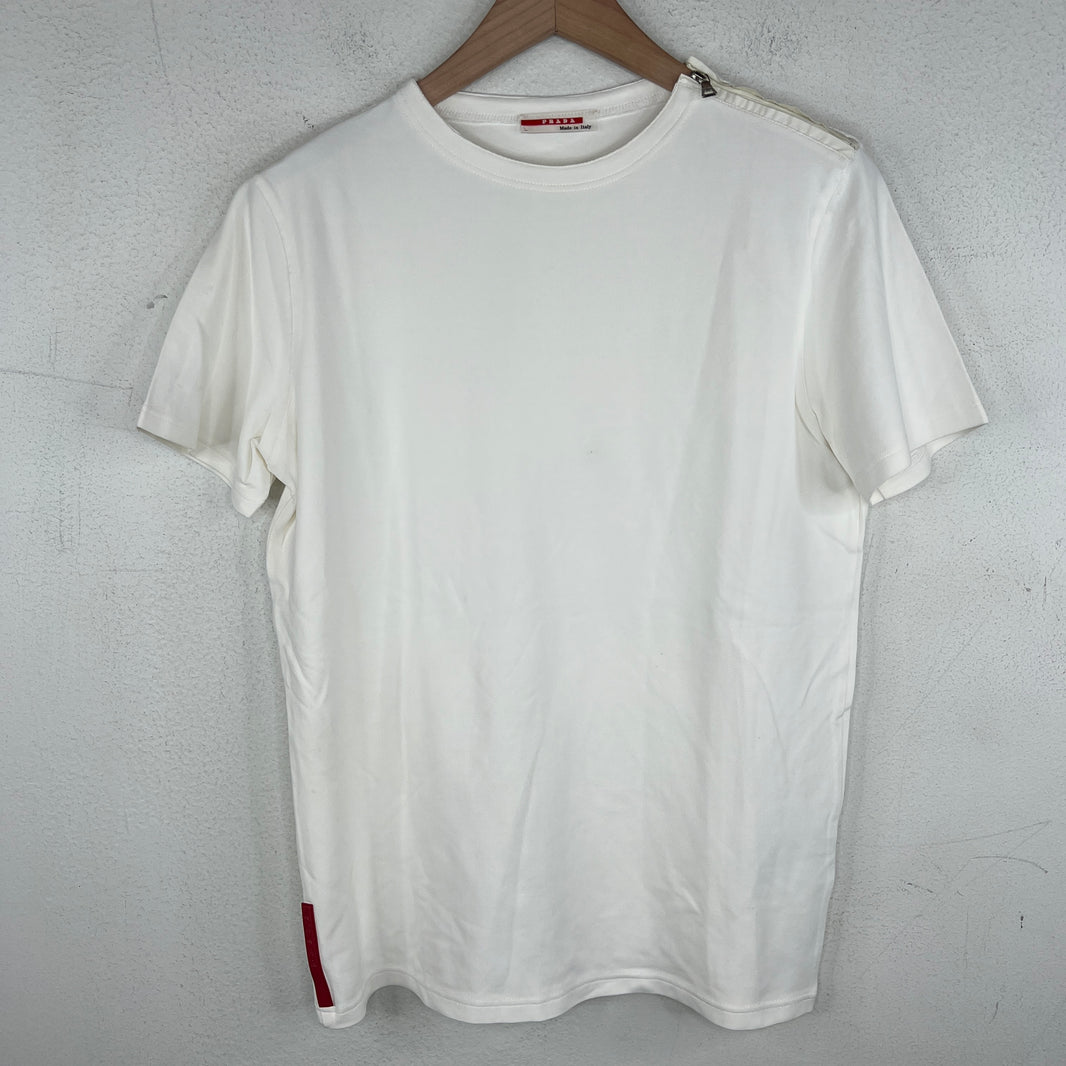 Prada White Zipper Detail T-Shirt