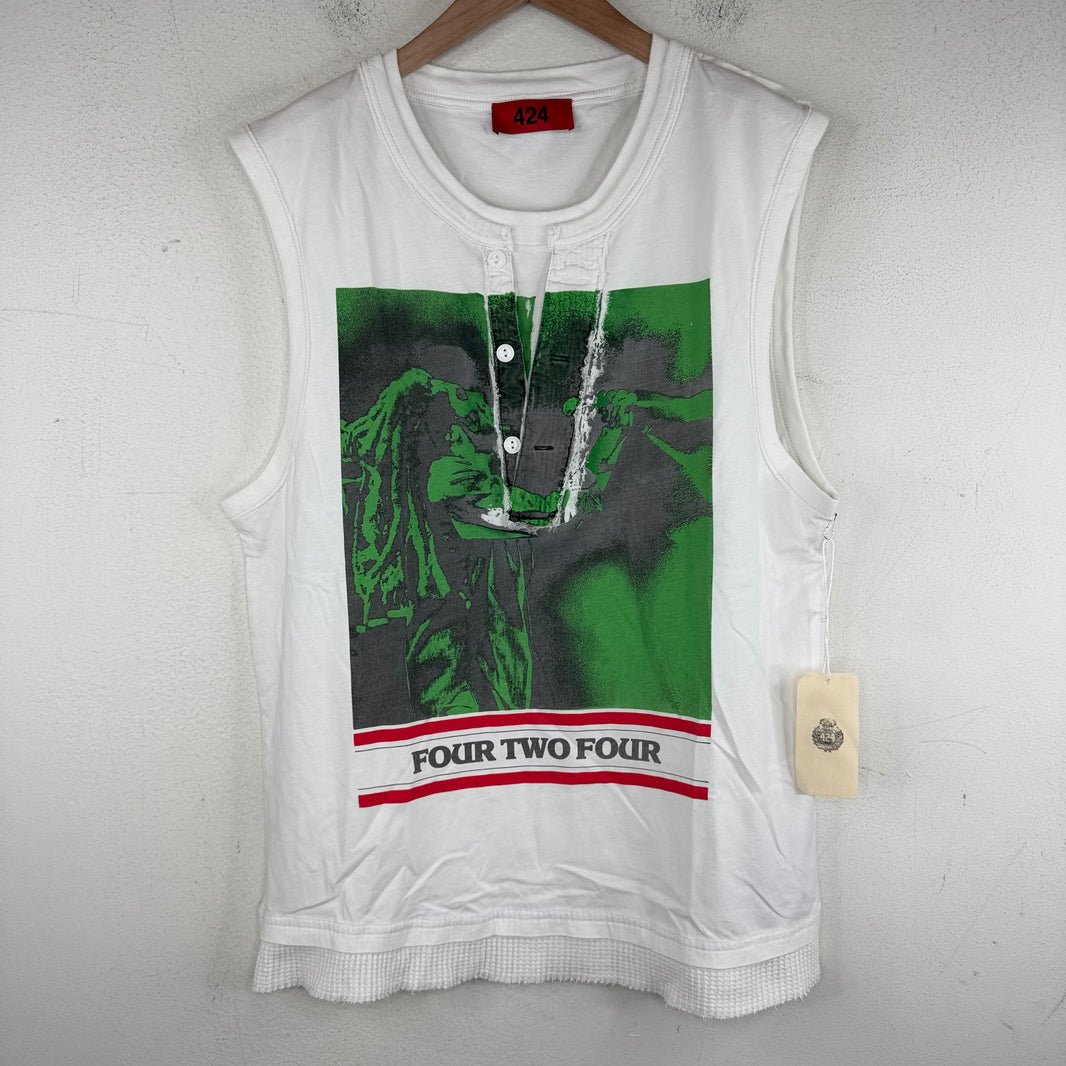 424 Green Bob Marley Cut-Off Thermal T-Shirt