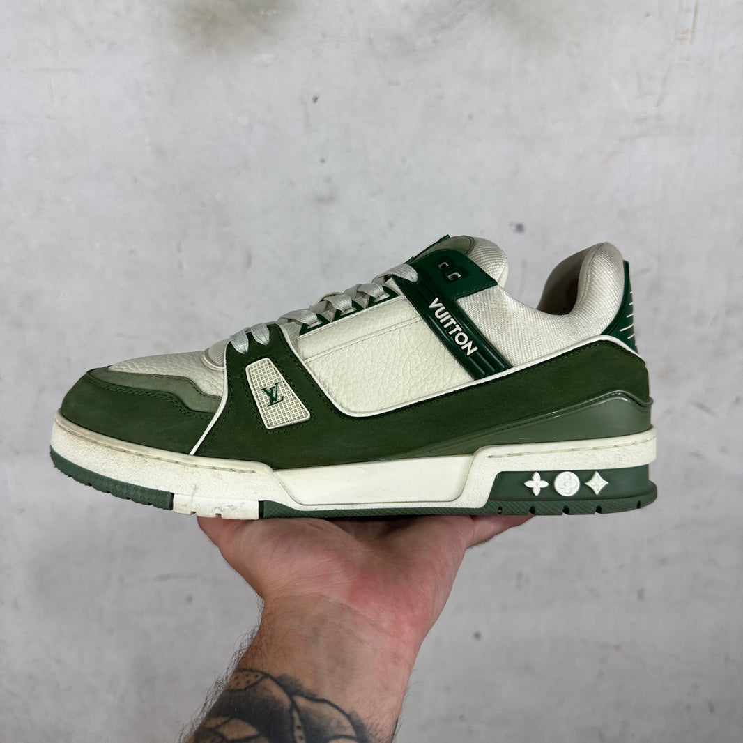 Louis Vuitton Green Leather Suede Trainers