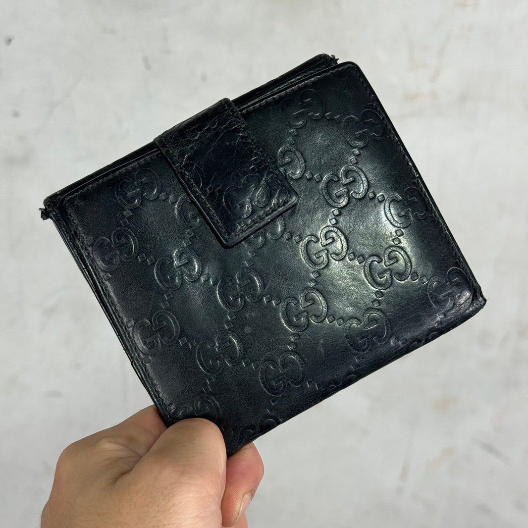 Gucci Embossed Monogram Leather Snap Wallet
