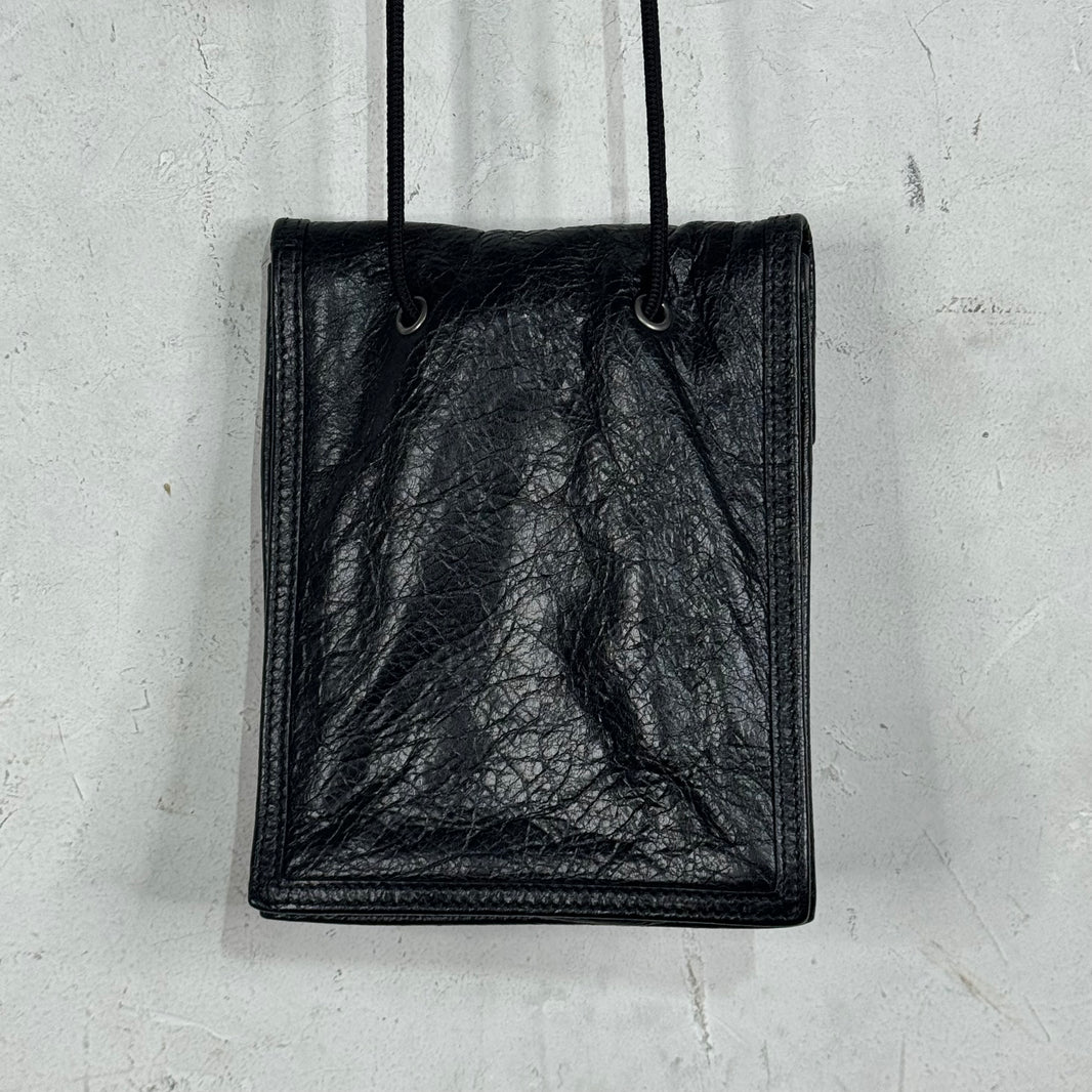 Balenciaga Leather Logo Side Pouched Messenger