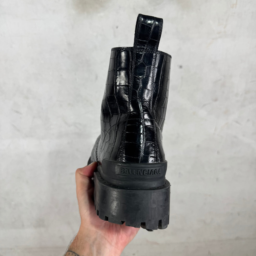 Balenciaga Embossed Croc Strike Boots