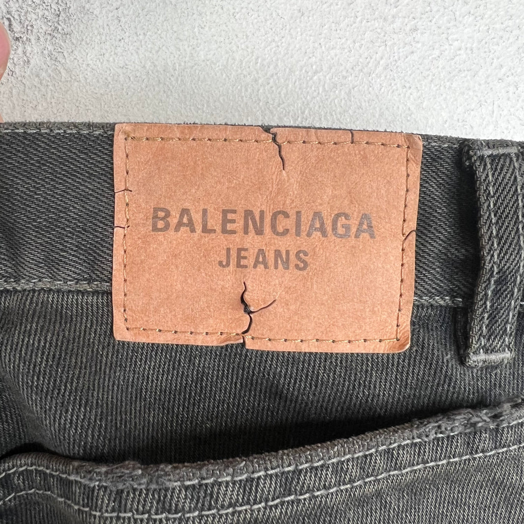 Balenciaga Distressed Black Straight Leg Jeans