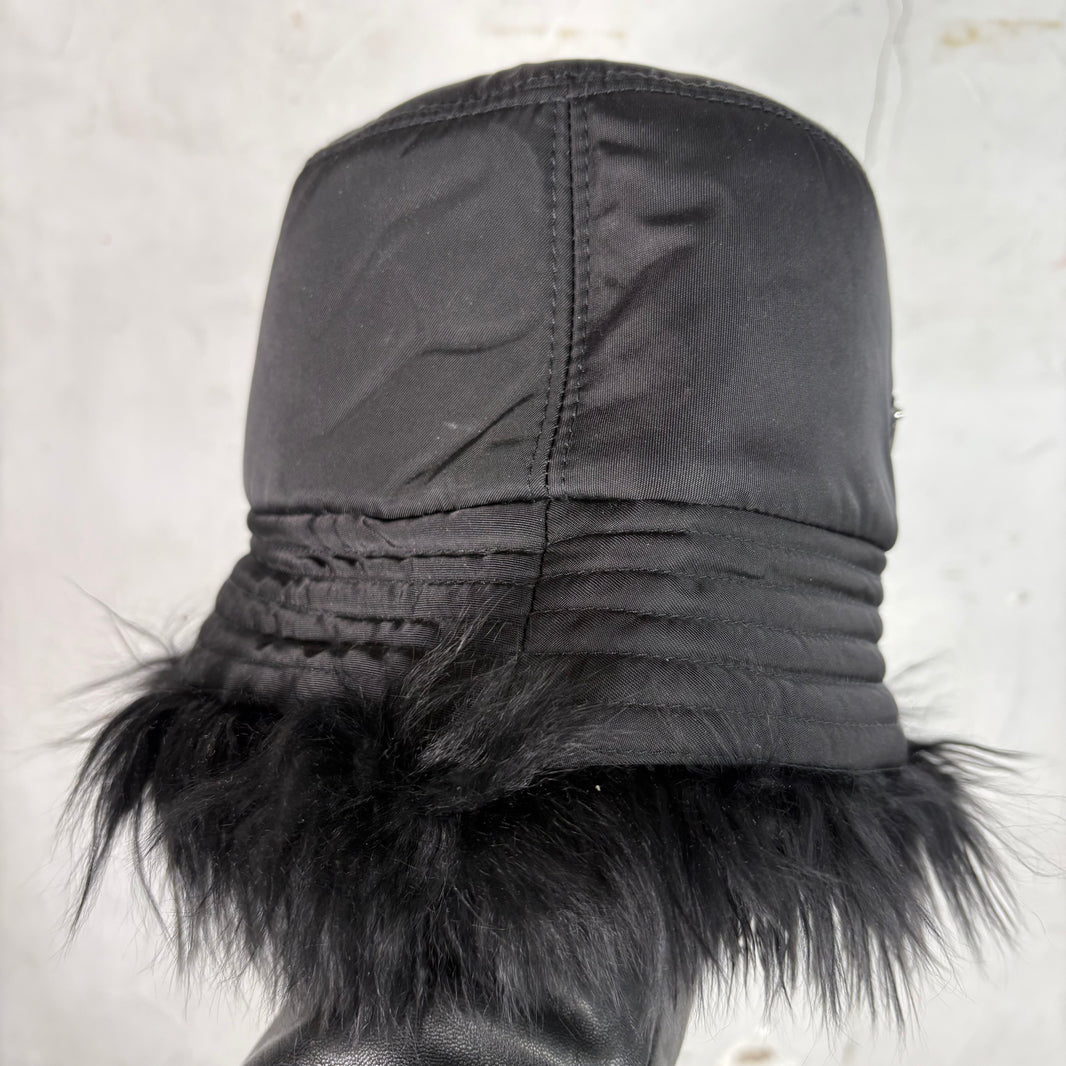 Prada Fur Lined Nylon Bucket