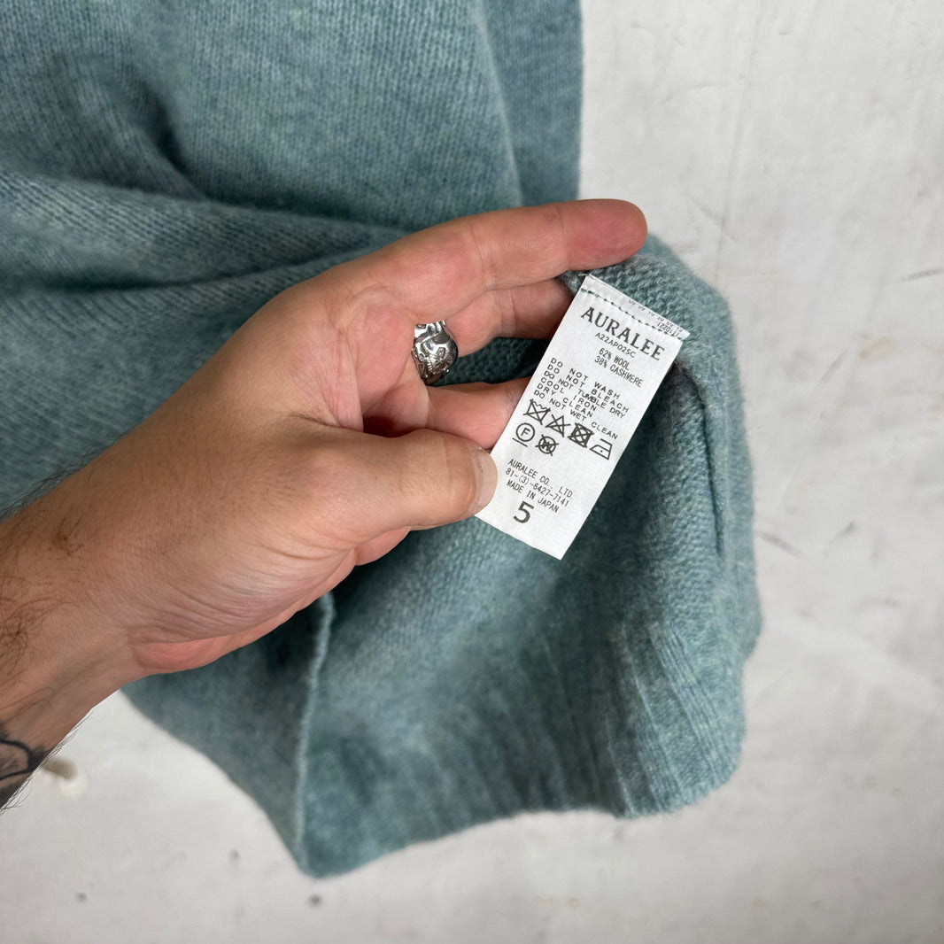 Auralee Wool/Mohair Blue Knit Sweater
