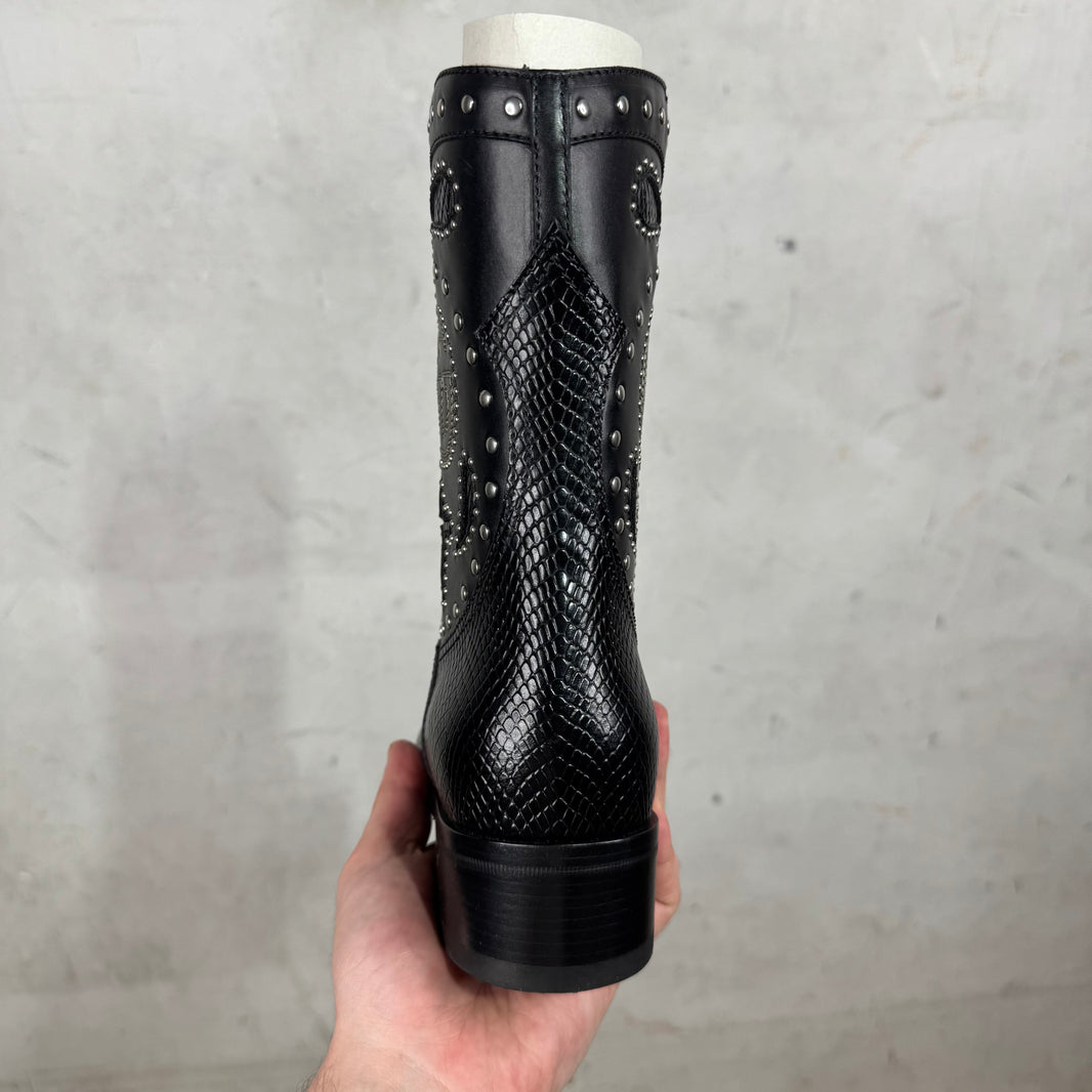 Gucci Double G Leather Studded Cowboy Boots