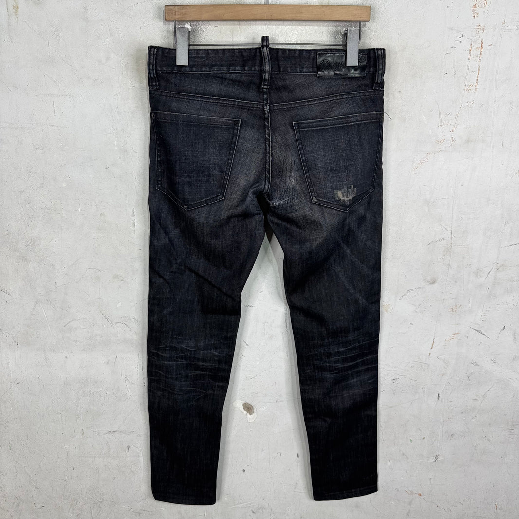 Dsquared Black Slim Repaired Jeans