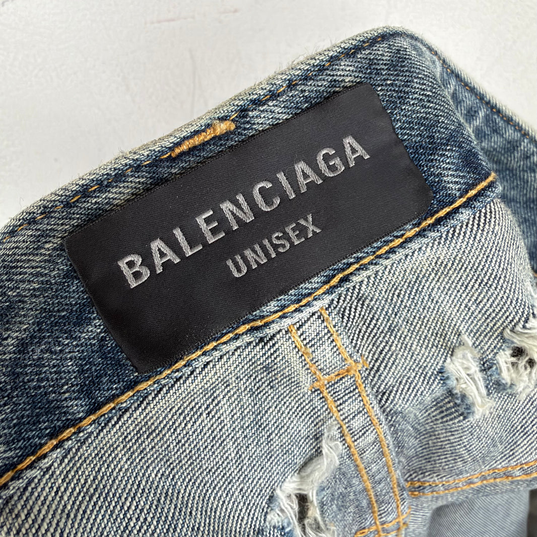 Balenciaga Super Destroyed Blue Jeans