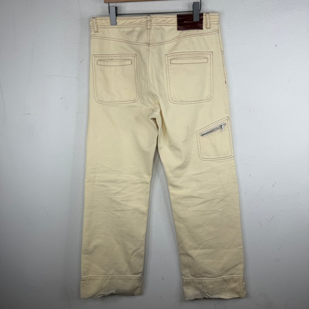 Wales Bonner Cream Contrast Stitch Trousers