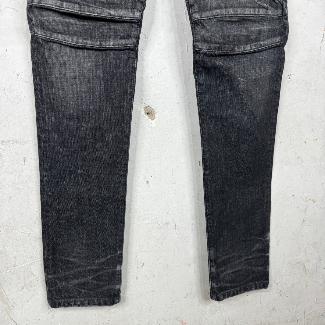 Balmain Charcoal Wash Biker Jeans