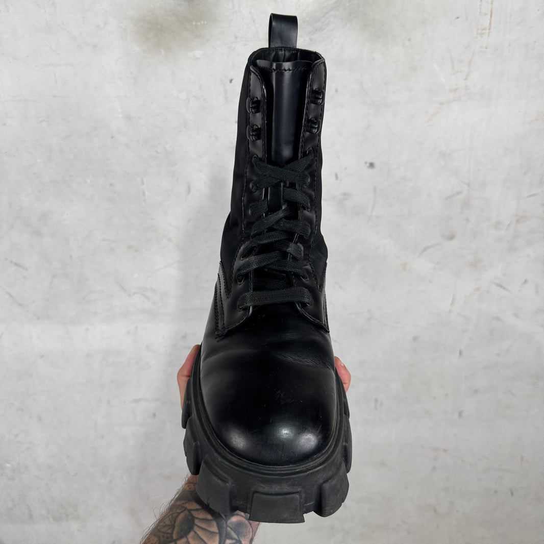 Prada Leather Nylon Monolith Boots