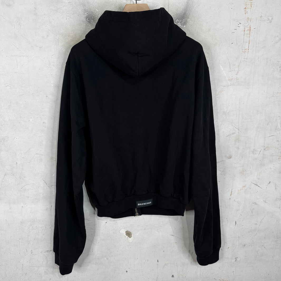 Balenciaga Shrunken Tab Logo Zip Hoodie