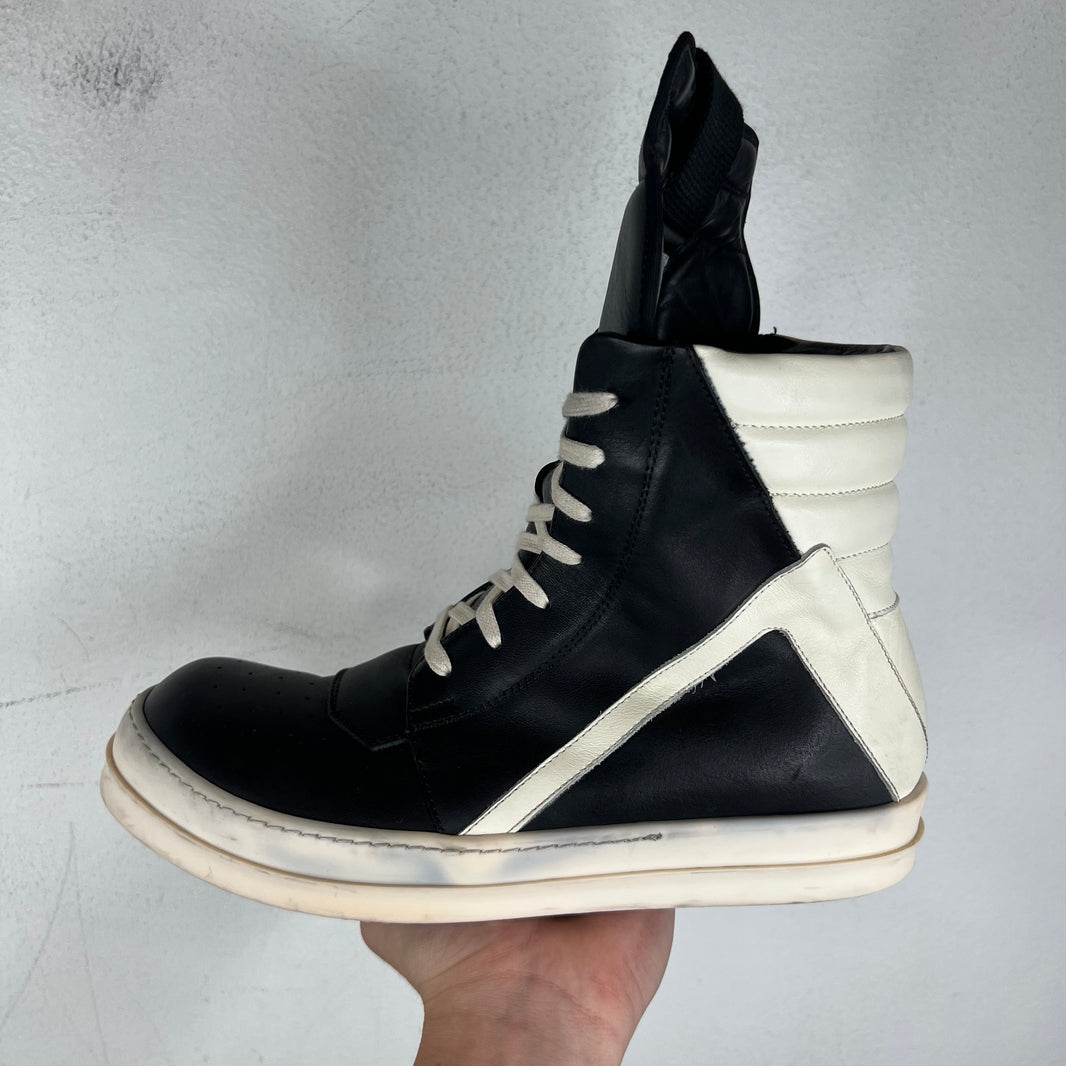 Rick Owens Black/White Geobasket Sneakers