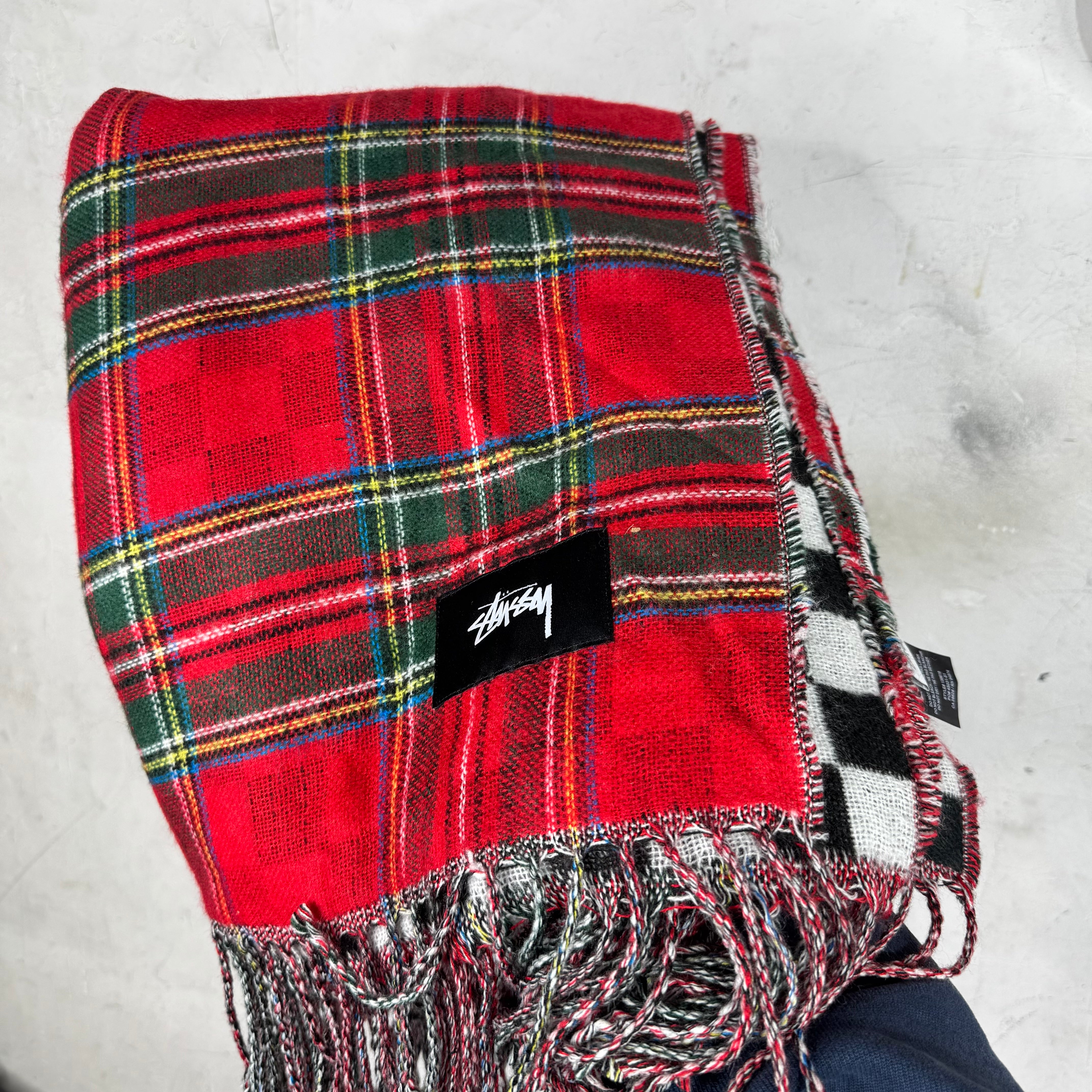 クリスマスペアルック stussy リバーシブルチェックマフラー 2way Stussy Double Sided Blanket – www.Lukes.store