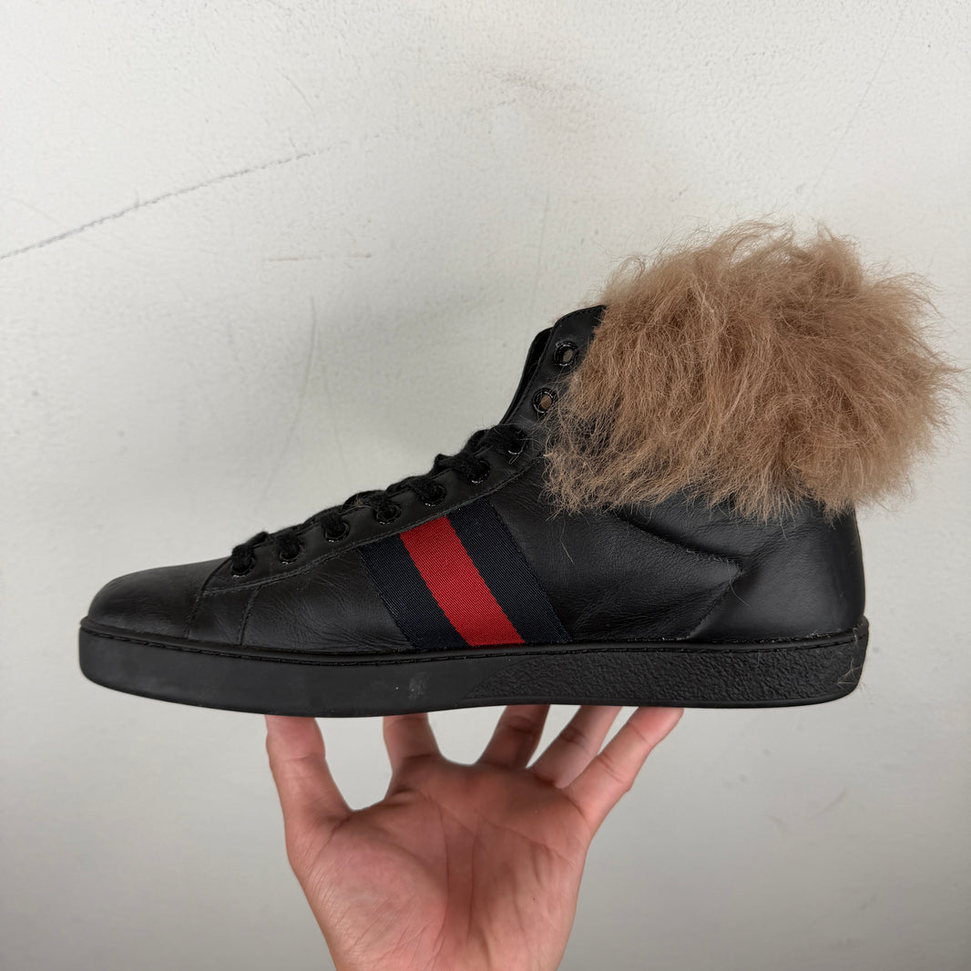 Gucci Hi-Top Fur Ace Sneakers
