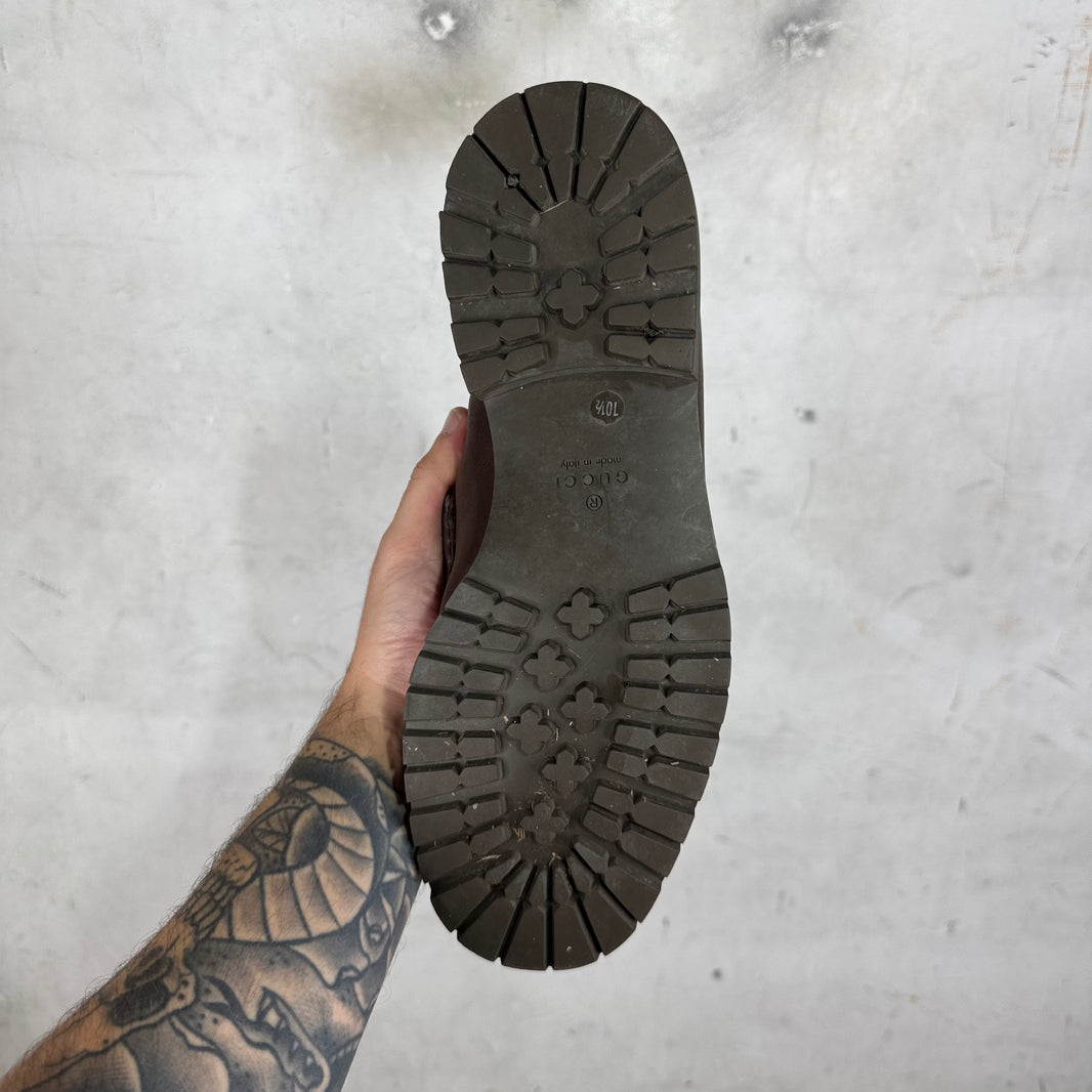 Gucci Brown Horsebit Lug Loafer