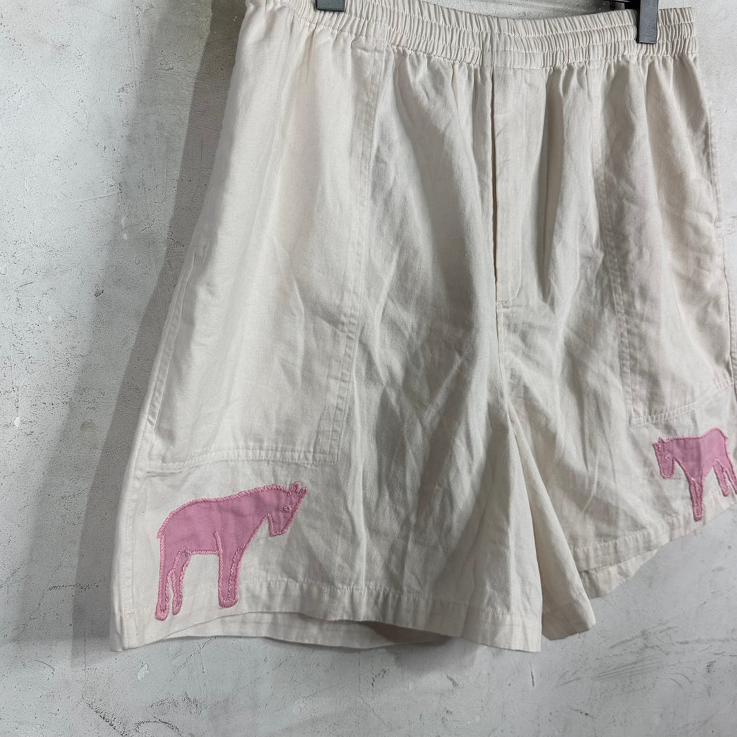 Bode White Pink Donkey Shorts